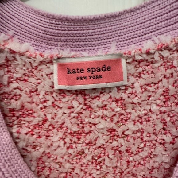 Kate Spade Pink Button Down Knit Cardigan with Clear Spade Buttons - Picture 7 of 10
